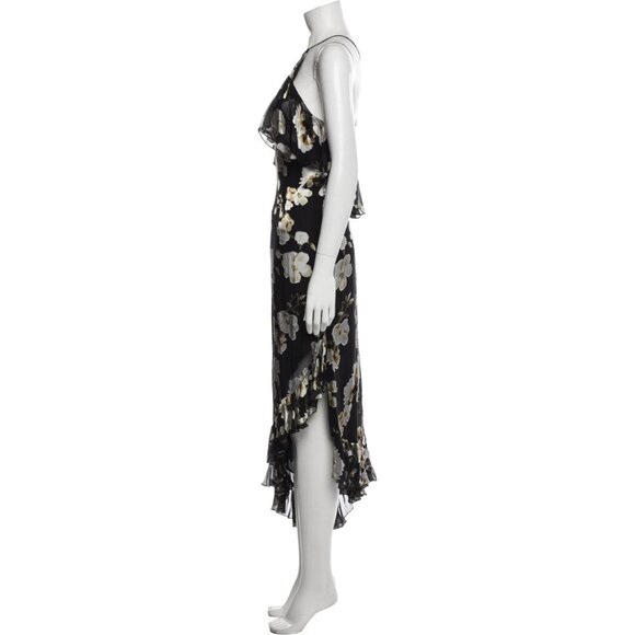 NWT Alice + Olivia Floral Print Midi Length Dress Asymmetrical Hem XS | 2 #9452 - Picture 4 of 8